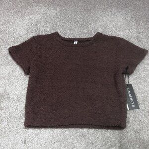 Kimberly C Fleece T-Shirt Women’s Brown Short Sleeve Size Large NWT